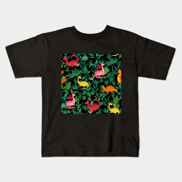 Dino Safari Kids T-Shirt by Unalome_Designs